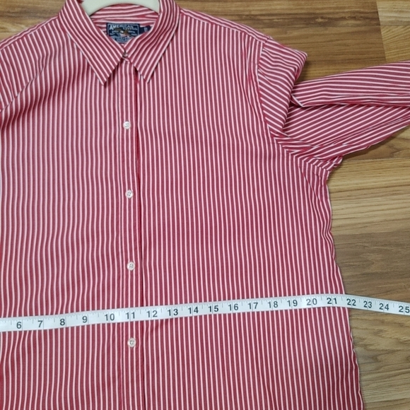 American Living Red Striped Classic Cotton Button Down Size Large - Picture 4 of 10